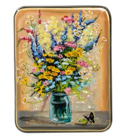 Народные промыслы ШК-55/ 82 Шкатулка «Полевые цветы» исп. Белова