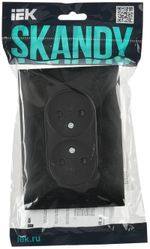 SKANDY Розетка 2-местная без заземления с защитными шторками 10А в сборе SK-R09Bl черный IEK