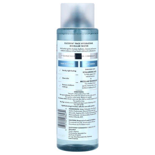Eucerin, Face, увлажняющая мицеллярная вода, без отдушек, 400 мл (13,5 жидк. унц.)