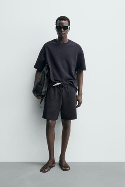 ZARA ШОРТЫ-ДЖОГГЕРЫ RELAXED FIT INTERLOCK, ГЛУБОКИЙ СИНИЙ