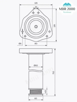 Ножки для стола, опоры мебельные, 710 мм Хром