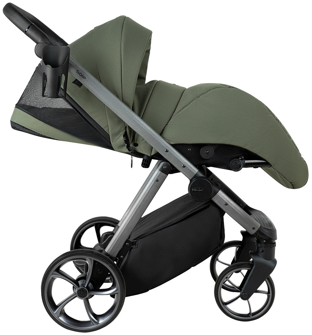 Детская коляска Pituso Sole 3 в 1 с автокреслом Santiso Pro Black PMPT/022 Field Green