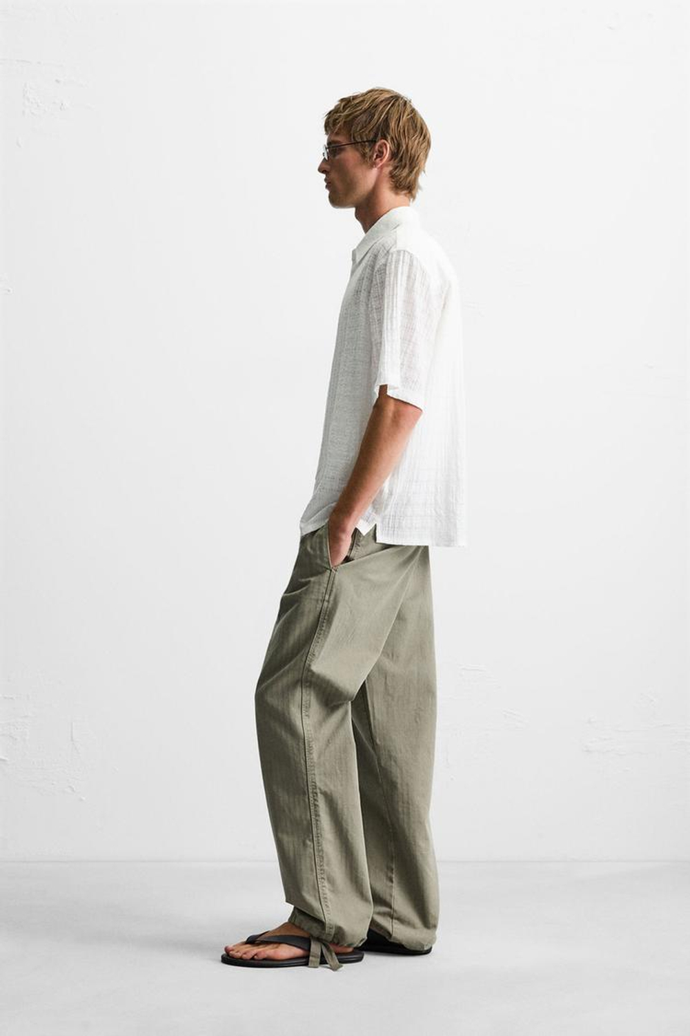 ZARA РУБАШКА В КЛЕТКУ С РЕЛЬЕФНЫМ РИСУНКОМ, БЕЛЫЙ