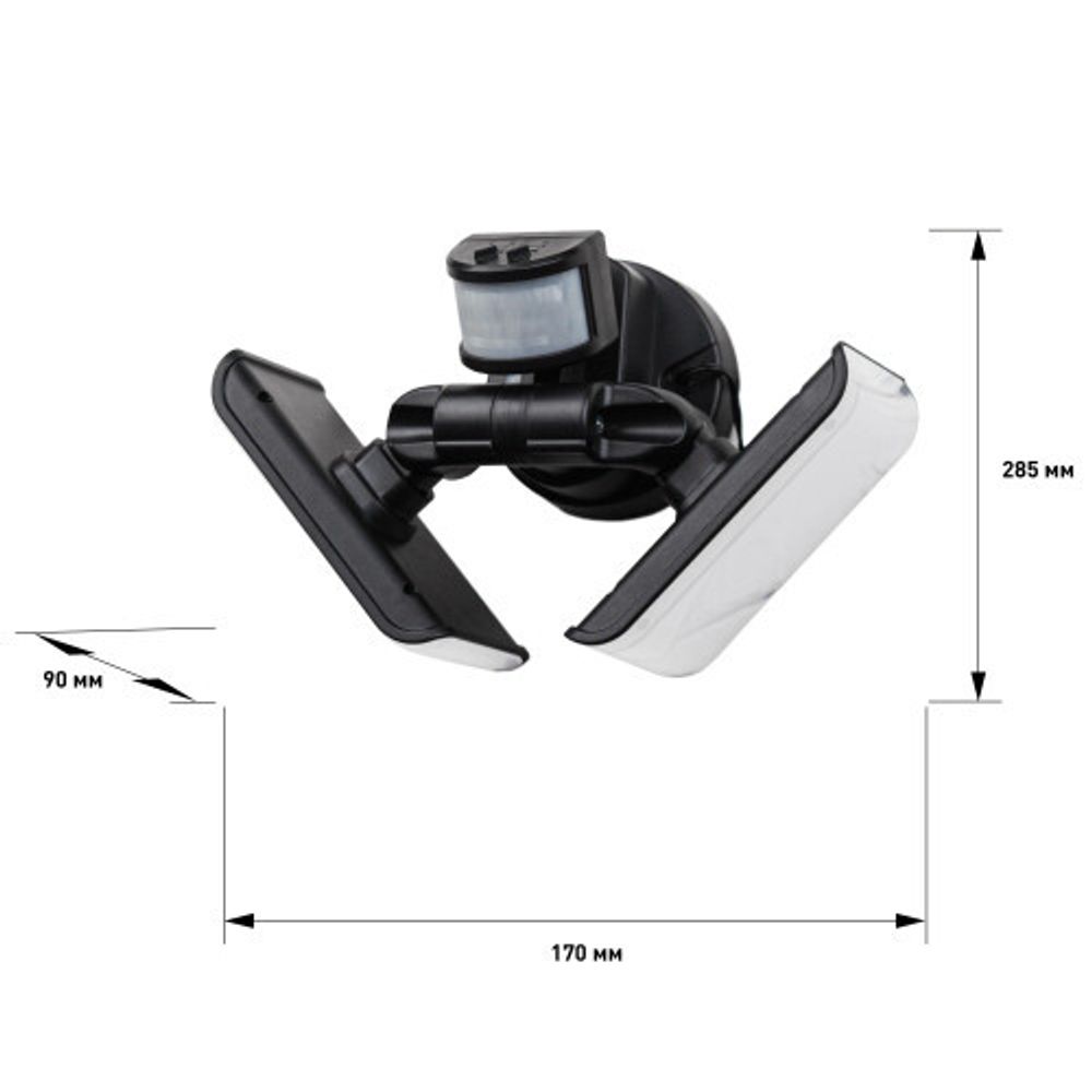 ERAFS020-42 ЭРА Фасадный светильник с двумя световыми панелями c выносной солн. бат., 2х50 LED, 600l