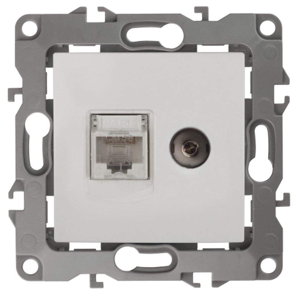 Розетка ЭРА Серия 12 12-3110-01 комбинированная RJ45+TV IP20 белый