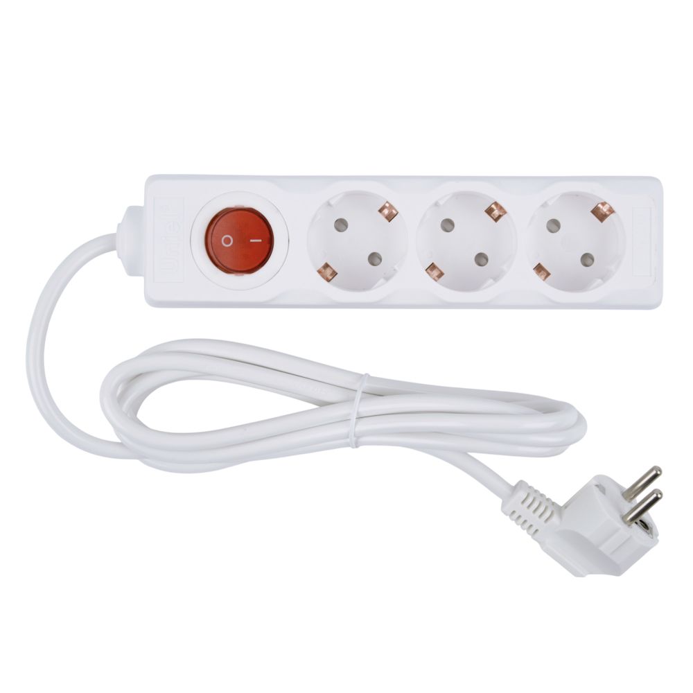 S-GCU3-2B WHITE Удлинитель серии Ultra. шнур 2м.. 3 гнезда. 16A. с-з. Белый. TM Uniel