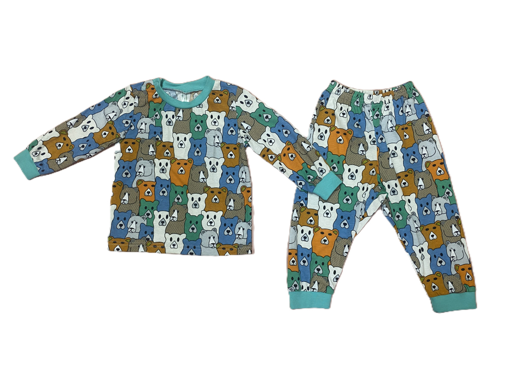 Пижама детская: штанишки,футболка с длинным рукавом на кнопках на плече из кулирки (100% хлопок) на рост 80,86,92,98 см