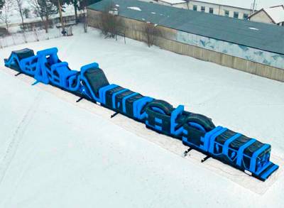 Надувная полоса препятствий для тимбилдинга «Молния», 40×3,5×4 м