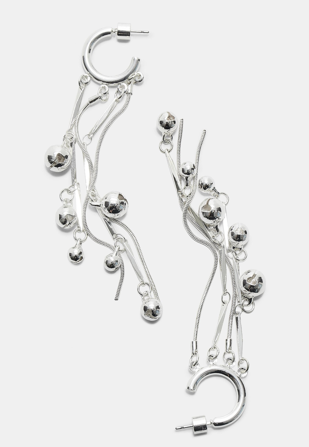 STRADIVARIUS Длинные серьги-кольца из бисера, серый