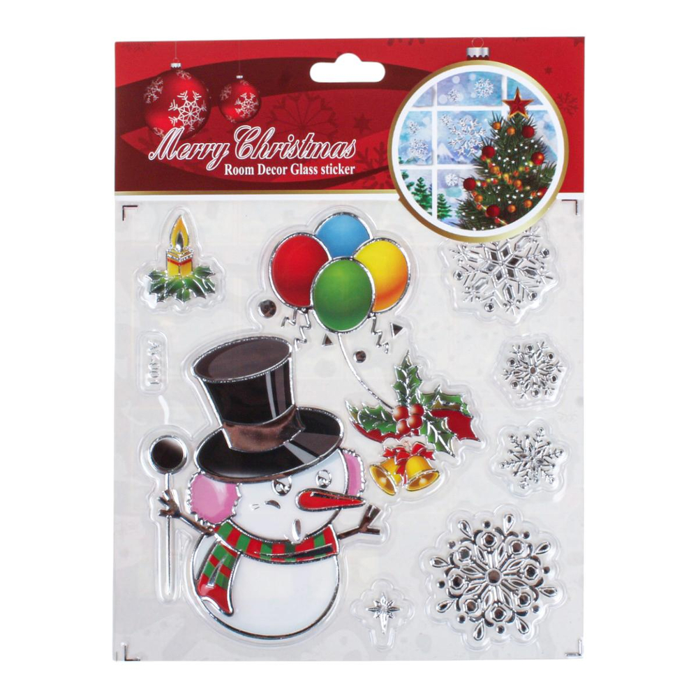 Наклейка новогодняя 18*23 см, 12 вид микс , пакет