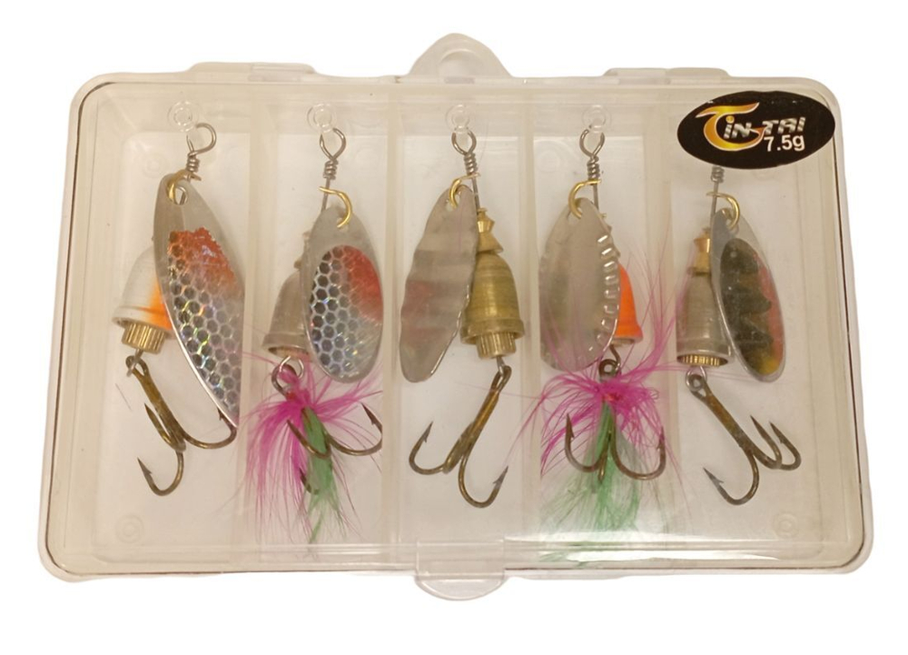 Набор блесен вращающихся JIN TAI 5 шт вес: 7.5 гр в кейсе