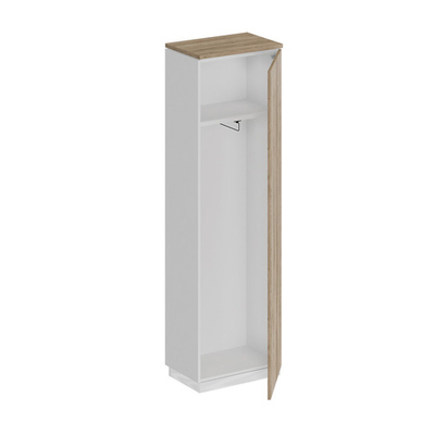 Шкаф для одежды узкий дуб гладстоун светлый / белый премиум / дуб гладстоун светлый