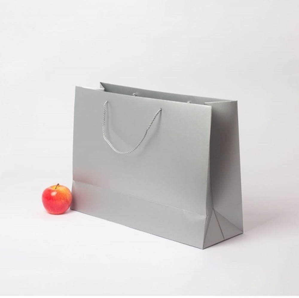 Пакет 47x34x16, серебро, витой шнур, картон VIP