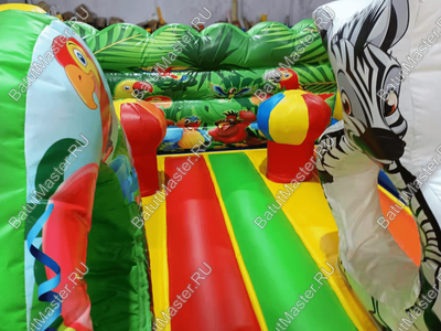 Детский надувной батут "Попугайчики" без горки, размер 4*3,5*2,2 м