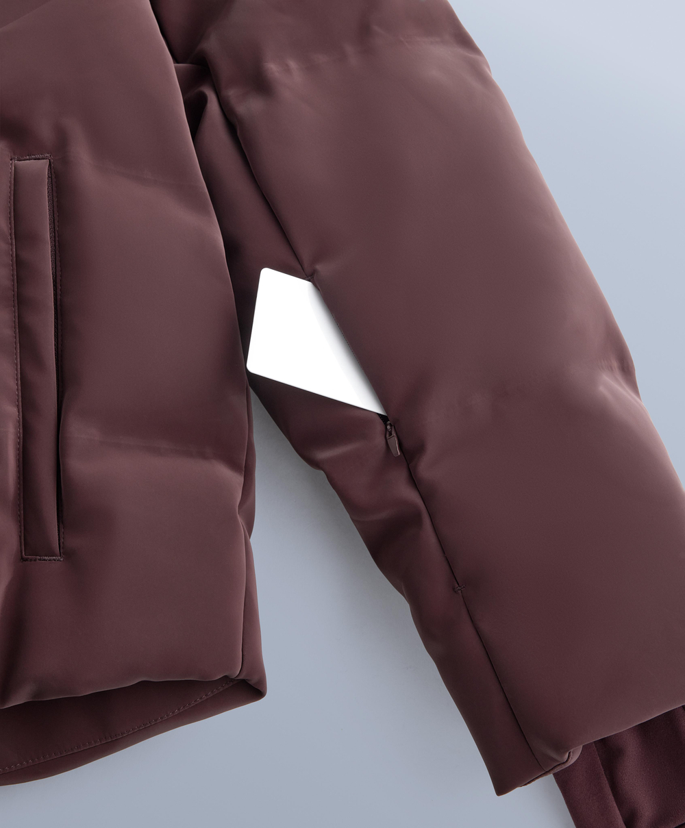 OYSHO Водостойкий пуховик из атласа Minardi Piume SKI, темно-винный