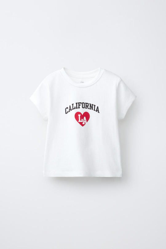 ZARA ФУТБОЛКА С НАДПИСЬЮ, БЕЛЫЙ