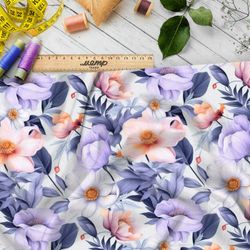 Ткань премиум интерлок краски цветочной абстракции