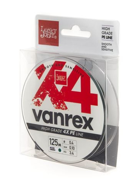 Плетеный шнур LUCKY JOHN Vanrex X4 BRAID Moss Green 125 м - 0,10 мм