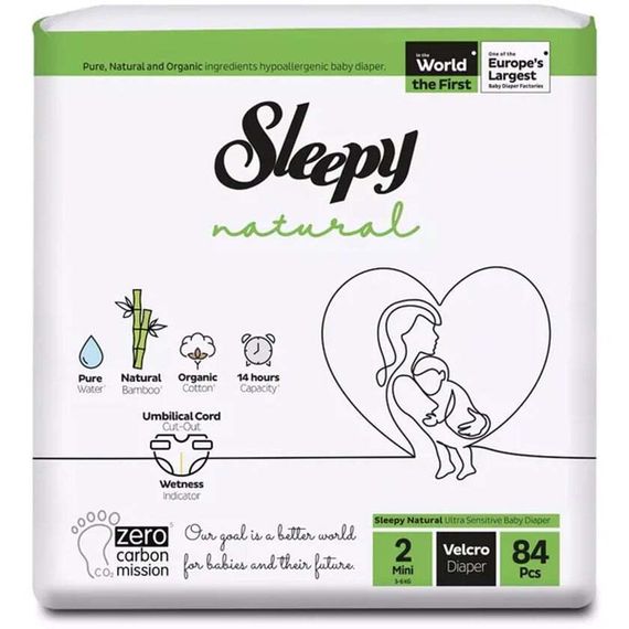 Uşaq bezi \ Подгузники \ Diapers Sleepy Natural Jumbo 2 Mini, hər kəs üçün, 84 ədəd