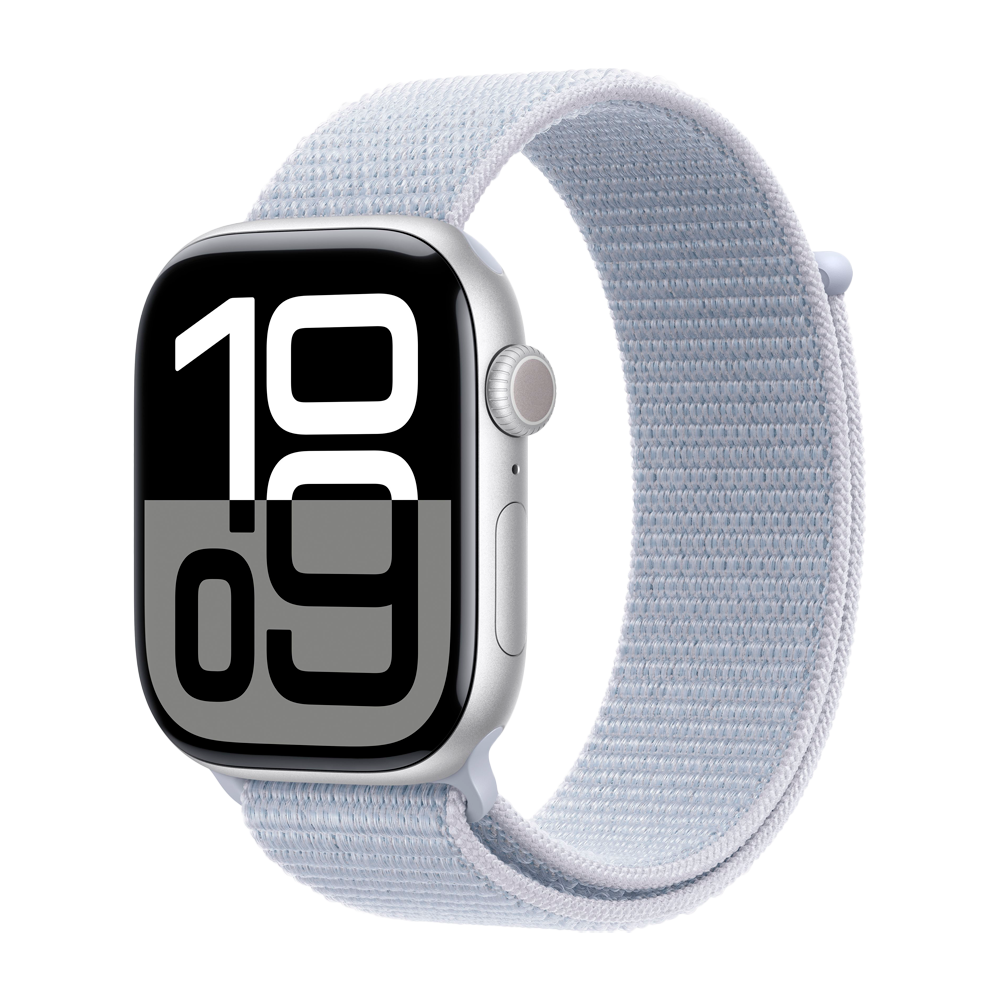 Умные часы Apple Watch Series 10 GPS, 46mm, Silver Aluminium Case with Sport Loop, Blue Cloud