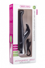 Чёрный перезаряжаемый вибратор Rechargeable Rabbit Purple - 23,5 см. (Цвет: черный)