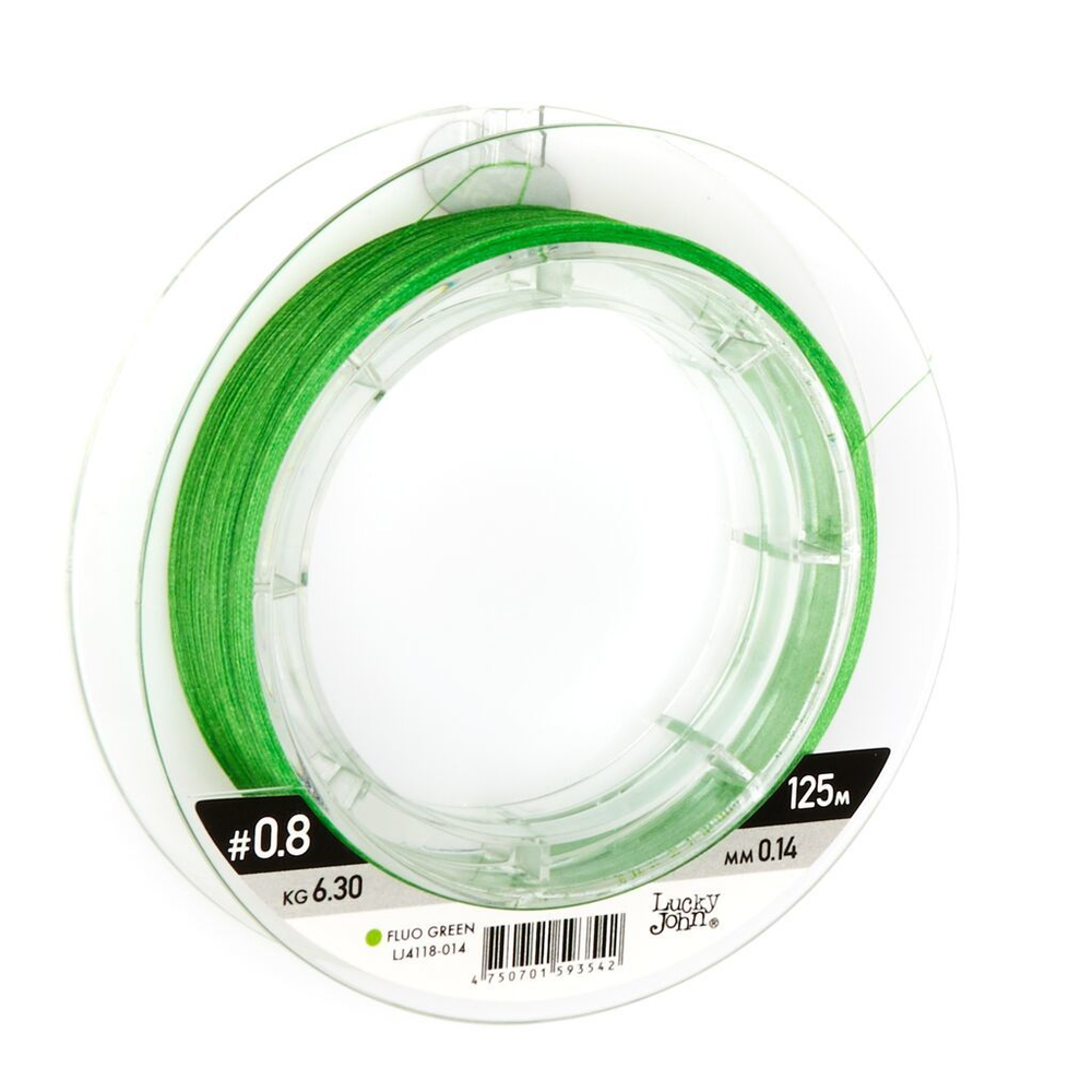 Плетеный шнур LUCKY JOHN Vanrex х8 Fluo Green 125 м - 0,14 мм