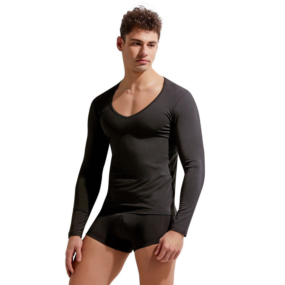 Мужской лонгслив с глубоким вырезом Gauvine (Размер: S) (Цвет: белый)