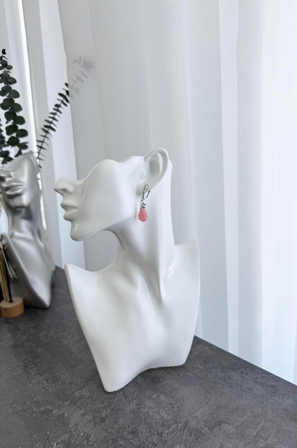 HMG 1019 кварц Серьги капля арт.890, оттенок серебро