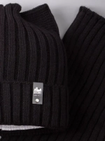 Шапка для девочки осенняя c ушками и снуд