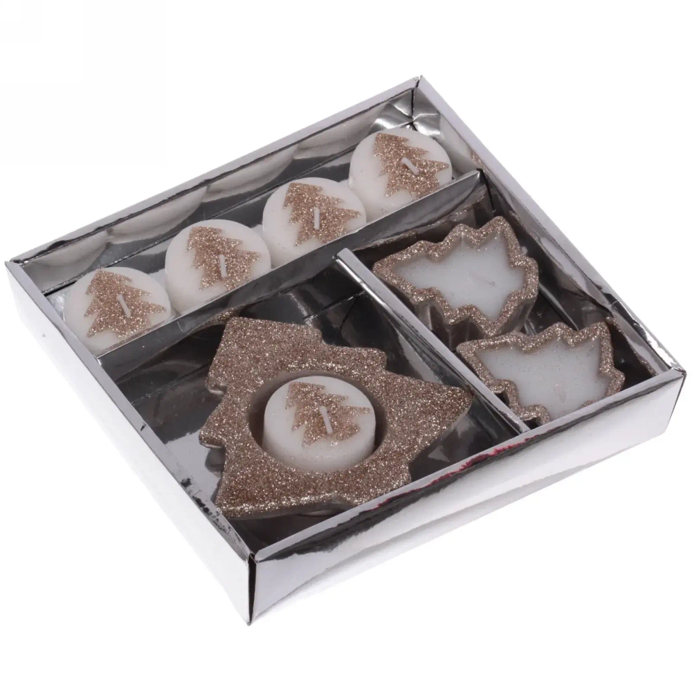 Набор свечей «Ёлочки» 16,5х15,5х3 см, шампань