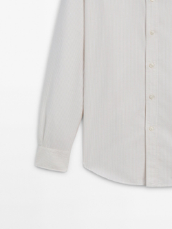 Massimo Dutti Рубашка оксфорд из 100% хлопка в полоску, бежевый