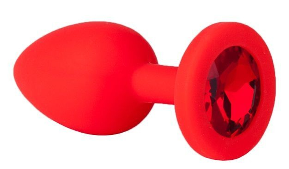Красная анальная втулка с красным кристаллом - 7,3 см.
