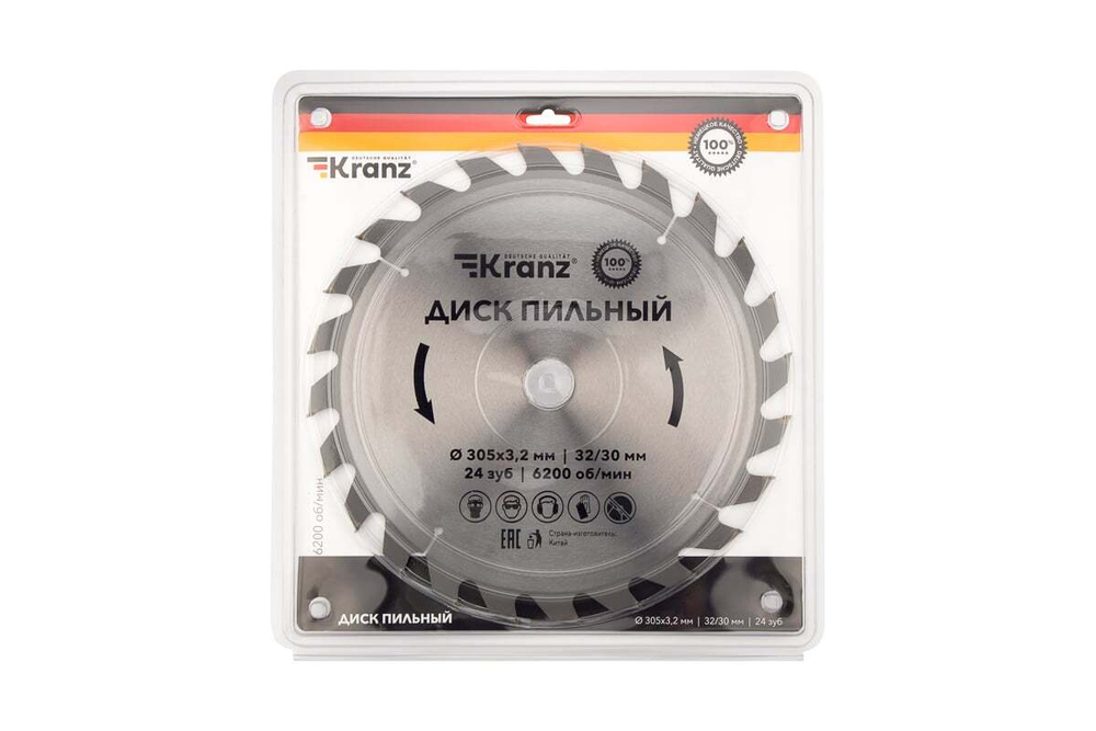 Диск пильный по дереву 305x32/30 мм, 24 зуба KRANZ KR-92-0134
