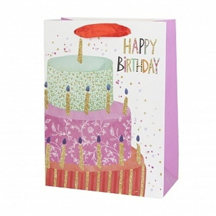 Пакет подарочный Сладкий День Рождения с блестками 32*26*10 см.