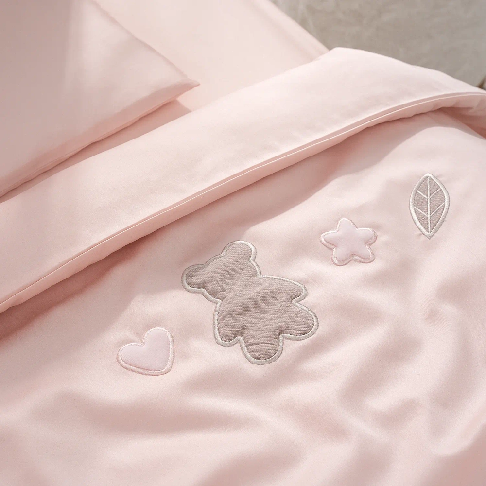 Комплект белья для классической кроватки Teddy Sateen 6 предметов цвет розовый