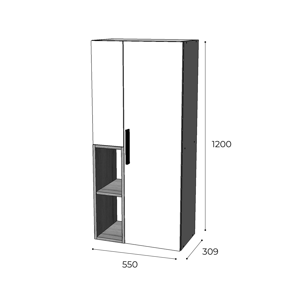 Шкаф-пенал настенный Альберо белый/графит серый