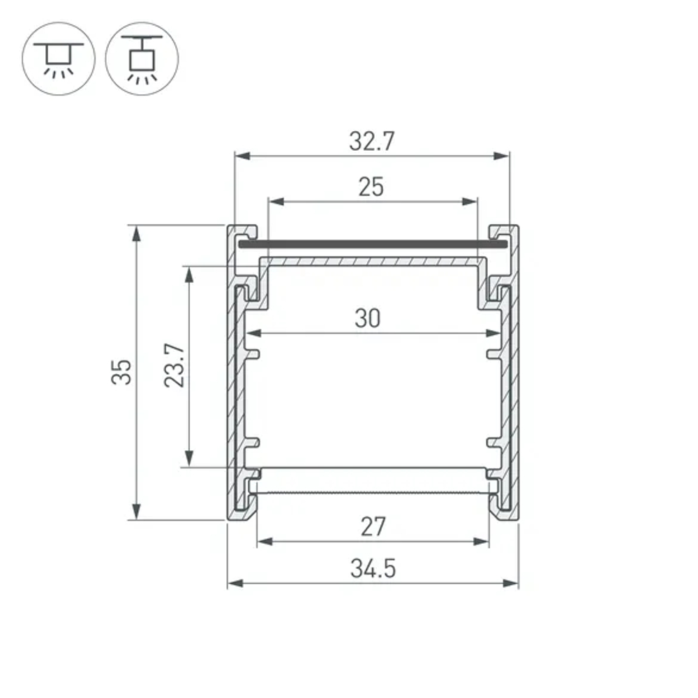Профиль LINE-3535-BENT-SIDE-2000 ANOD (Arlight, Алюминий) 055738