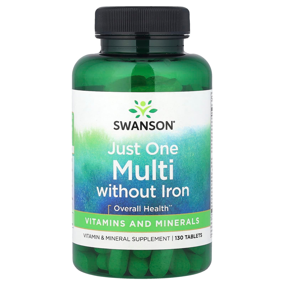 Swanson, Just One Complete Multi, мультивитаминный комплекс, без железа, 130 таблеток