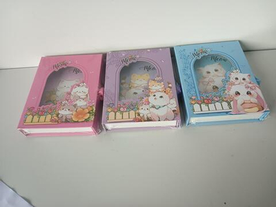 Блокнот "Кошечки" в коробке с вырубкой на замке, 16*12,5см, 45л, 3 цвета микс