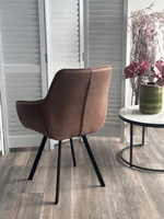 Стул М-City DISAUR Солис поворотный на поворотный на 360 градусов, Федерика Шоколад, искусственная замша, Черный каркас