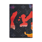 LOUIS VUITTON Coated Canvas Card Holder Passport Holder Men"s Gray/Red