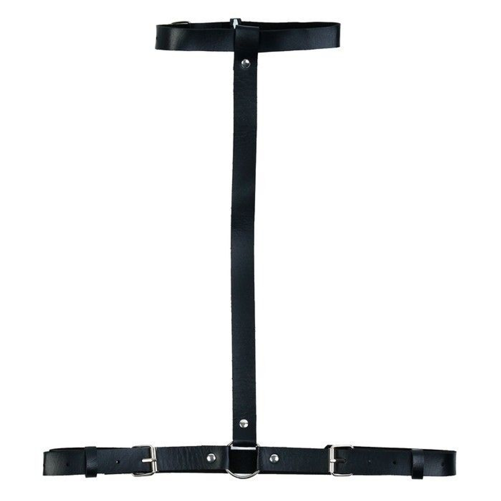 Черная портупея «Оки-Чпоки» с ошейником (Размер: S-M-L) (Цвет: черный)