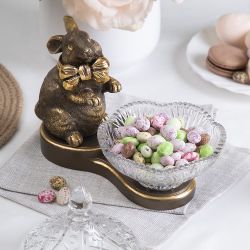 Конфетница-сахарница Кролик Банни Бронза с чашей