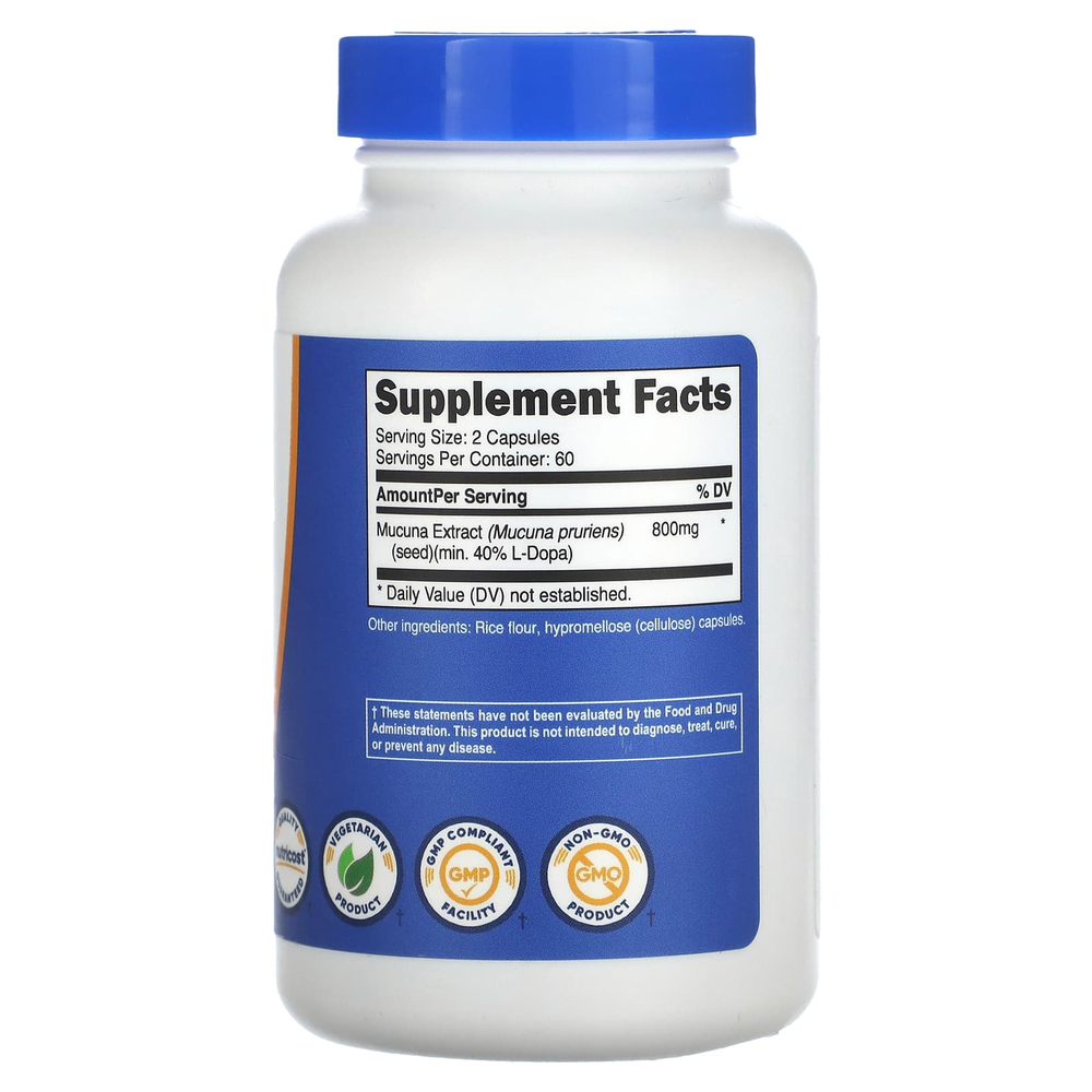 Nutricost, Mucuna Pruriens, 120 капсул (400 мг на капсулу)