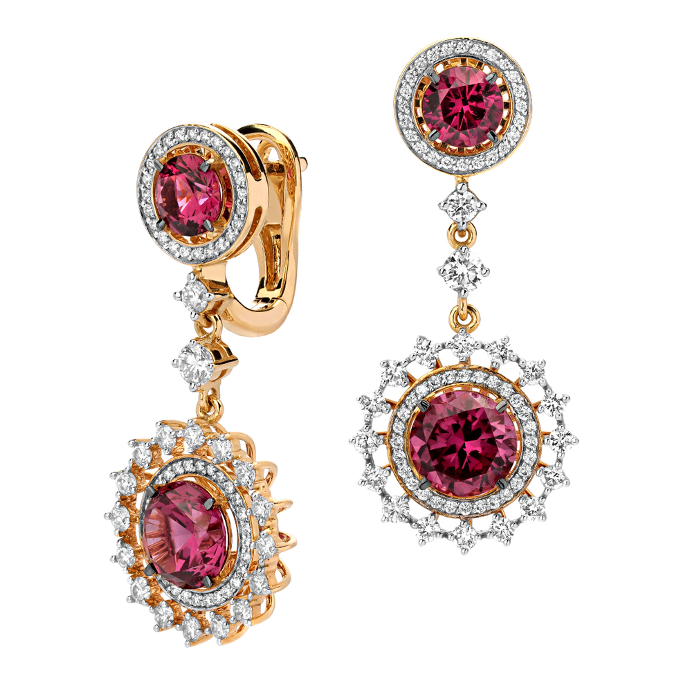 Серьги с бриллиантом  из желтого золота JA-S-412991-2