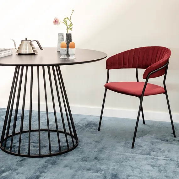 Стул Stefany, винный велюр, черный ножки