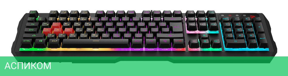 Клавиатура A4Tech Bloody USB Multimedia for gamer LED (B140N)