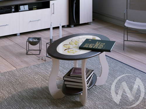 Стол журнальный СЖ-6 (со стеклом) (дуб молочный/венге)