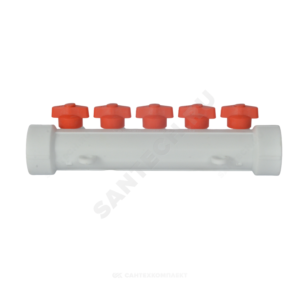 Коллектор PP-R белый Дн 40х20 на 4 выхода с кранами VALFEX 101134004