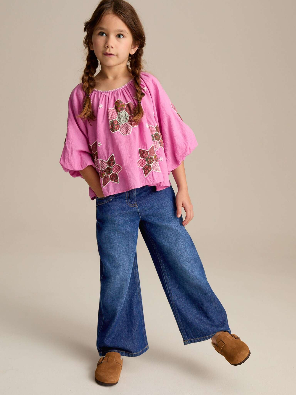 Джинсы широкие для девочки Next E29-127, Синий